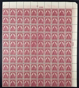 Scott 657 SULLIVAN EXPEDITION Sheet of 100 US 2¢ Stamps MNH 1929