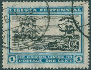 Liberia 1923 SG466 1c black and blue First Settlers arrival FU