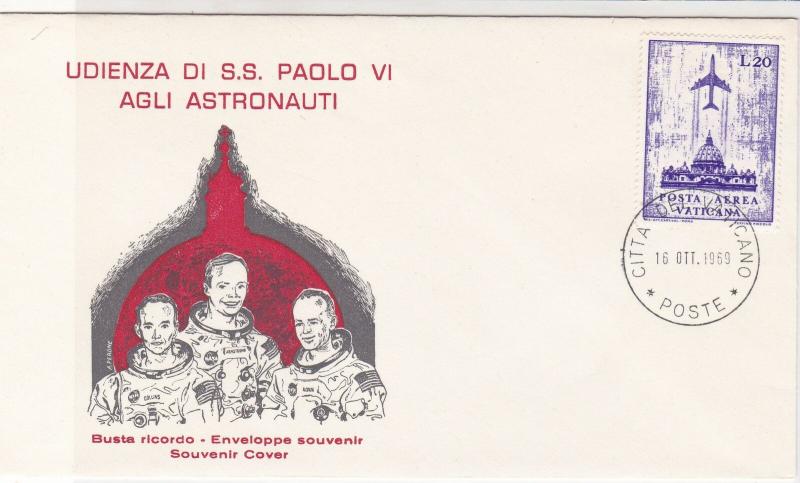 Vatican 1969 Space Astronauts Picture Souvenir Stamp Cover Ref 29488