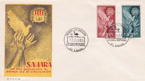 Spanish Sahara # 137-138, Hands Releasing Dove, First Day Cover