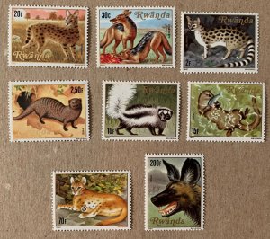 Rwanda 1981 Meat-Eating Animals, MNH. Scott 1035-1042, CV $10.60. Cats