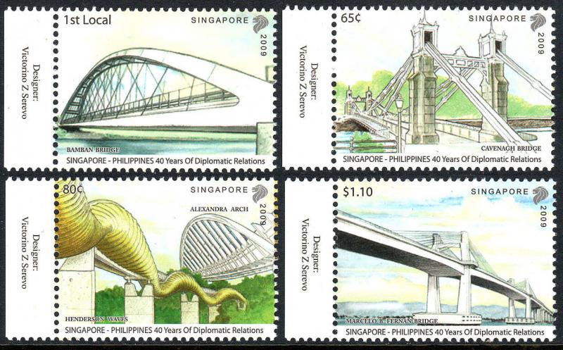 Singapore 1398-1401, MNH.Singapore Philippines,Diplomatic Relations.Bridges,2009