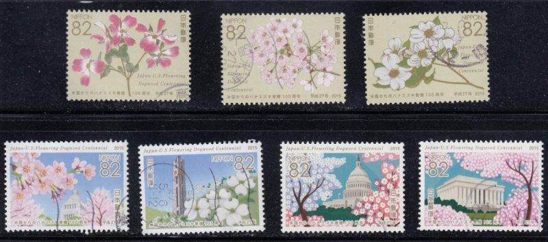 Japan 2015 Sc#3814a-g Cherry Blossom Used