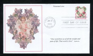 US 3274 1999 Love issue Bklt single UA Mystic cachet FDC