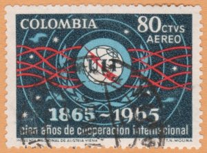 AIRMAIL STAMP FROM COLOMBIA 1965. SCOTT # C467. USED. # 2