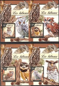 Djibouti 2016 Birds Owls (2) 4 S/S MNH