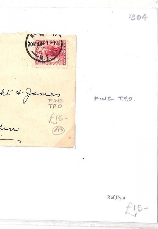 BD4 1904 New Zealand *DUNEDIN* Cover Fine TPO {samwells-covers}PTS