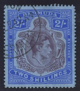 Bermuda 1941 KGVI 2s deep purple & ultramarine/grey-blue (p14¼-CH) VFU. SG 116b.