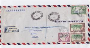 jamaica  1948 large  registered air mail stamps cover ref r15522