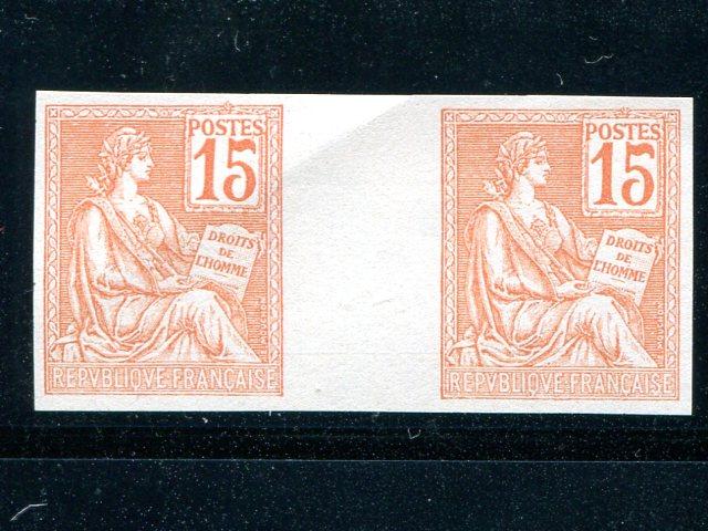 France  imperf pair unused Maury 117 with APS cert, VF - Lakeshore Philatelics