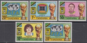 TANZANIA Sc # 197-200 CPL MNH - FIFA SPAIN 1982 WORLD CUP SOCCER CHAMPIONSHIPS
