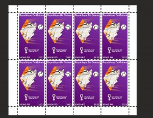 Stamps.  Soccer World Cup in Qatar 2022 Guinea , 2022 year ,1 sheet perforated