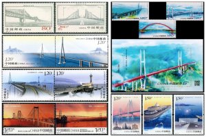 China issues a collection of bridge stamps, 6Set 14v+m/s MNH