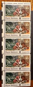 US #1561 Haym Salomon Strip of 5 1975 10c Mint NH