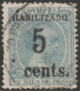 Cuba 1898 Sc 191 used forged overprint