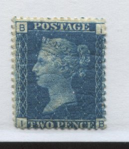 1858 2d Blue Plate 14 IB mint o.g. hinged