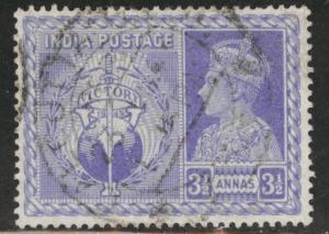 India Scott 197 Used 1946 Victory stamp