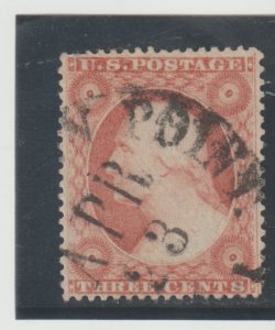 U S Scott #26A Apr 23 SON Town CXL Three cent Washington VF/XF CV. $150.