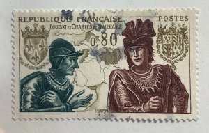 France 1969 Scott 1262 used - 0.80 fr, history, Louis XI and Charles the Bold