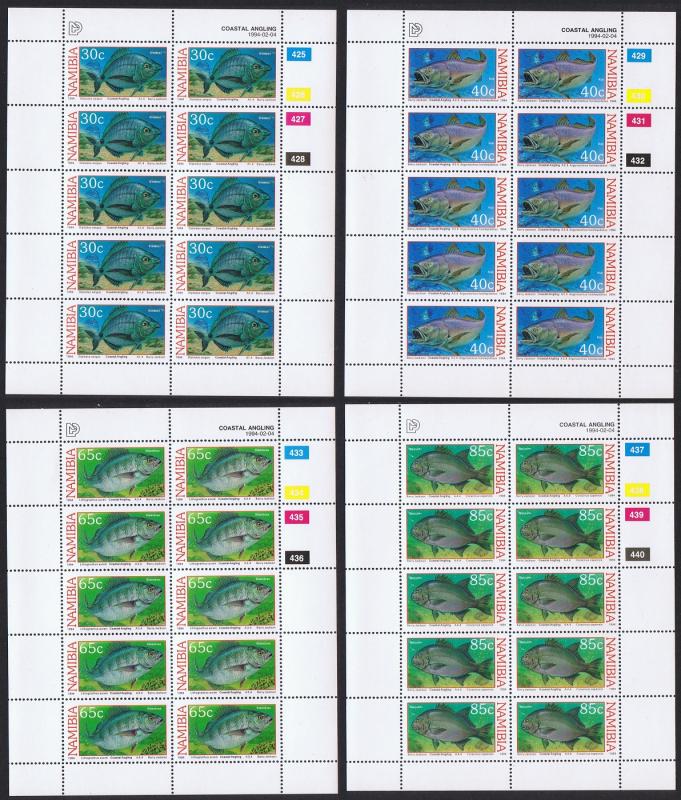 Namibia Coastal Angling Fish 4v Sheetlets of 10 stamps SG#636-639 SC#755-758