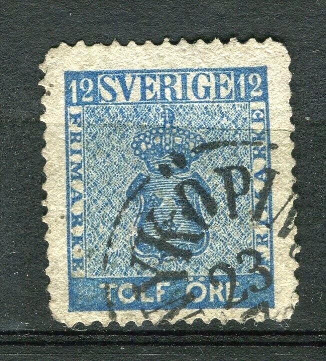 SWEDEN; 1858 early classic ' ore ' issue fine used Shade of 12ore. fair Postmark