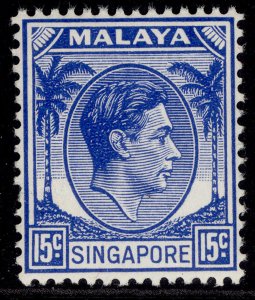 SINGAPORE GVI SG8, 15c ultramarine, LH MINT. Cat £11.