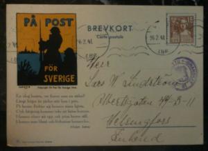 1941 Sweden Field post Postcard cover To Helsinki Finland