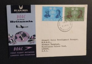 1962 Airmail Cover BOAC First Flight Between London Mauritius England FFC