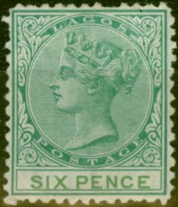 Lagos 1874 6d Blue-Green SG6 Good Mtd Mint