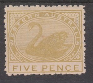 WESTERN AUSTRALIA 1905 SWAN 5D WMK CROWN/A PERF 12.5