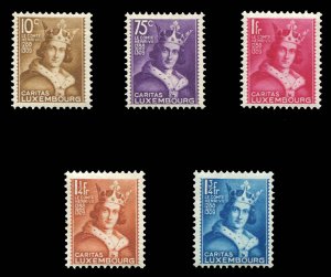 Luxembourg #B55-59 Cat$125, 1933 Henry VII, complete set, never hinged, 10c c...