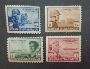 1943 Croatia Stamps Scott #B33-B36 German Occupation Mint MOGH T5599