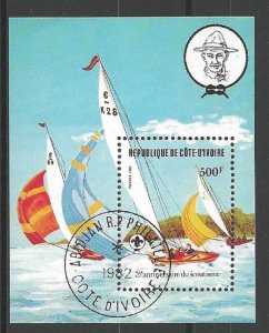 1982 Ivory Coast Sea Scouts 75th anniversary sailing SS CTO FD