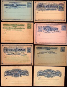 NICARAGUA 1890's COLLECTION OF 12 POSTAL CARDS & COVERS ALL DIFF. DESIGNS