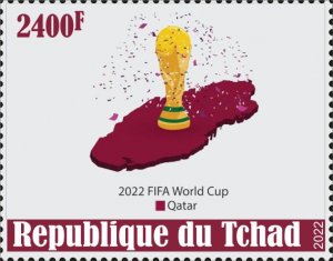 Stamps.  Soccer World Cup in Qatar 2022 TCHAD , 2022 year ,1 stamp perforated