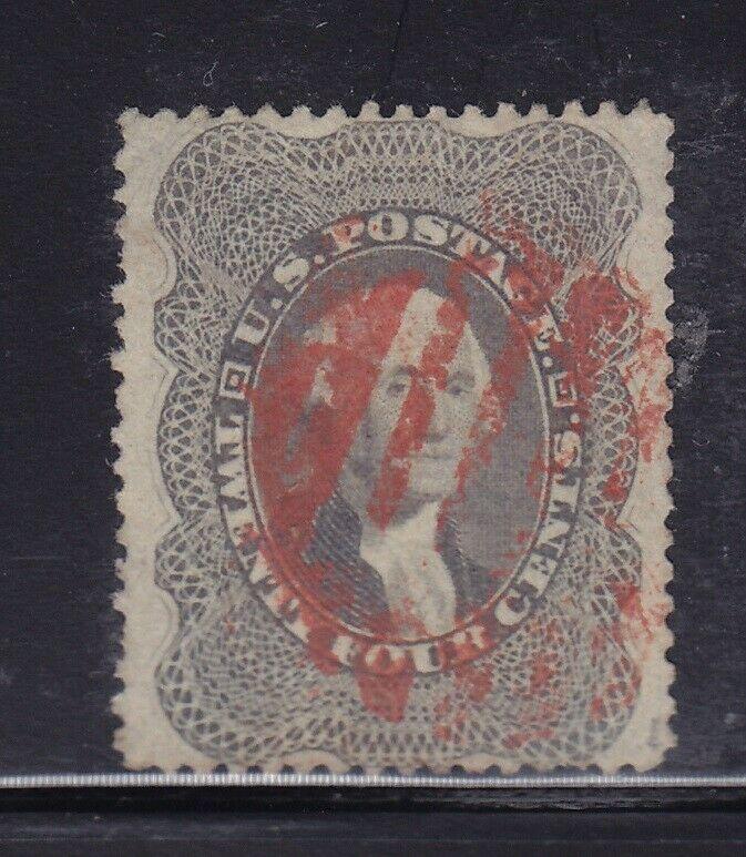 37 VF used neat red grid cancel with nice color cv $ 465 ! see pic !