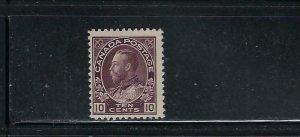 CANADA SCOTT #116  ADMIRAL ISSUE 10 CENTS (PLUM)   MINT NEVER HINGED