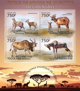 Togo - Bovine Creatures - 4 Stamp Sheet - 20H-529