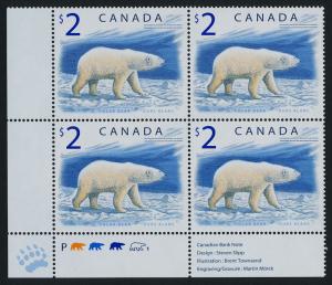 Canada 1690 BL Plate Block MNH Polar Bear