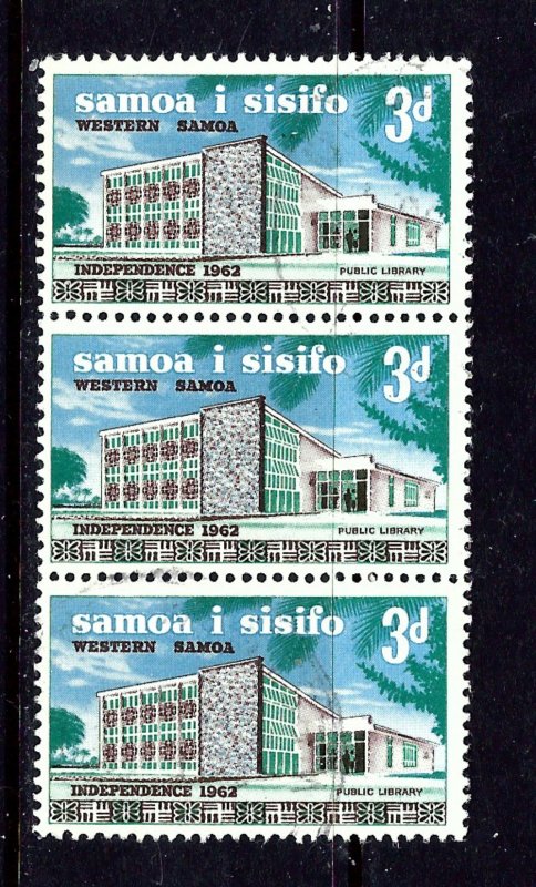 Samoa 243 Used 1965 strip of 3; wmk 355