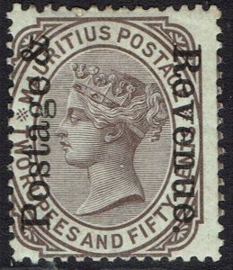 MAURITIUS 1902 QV POSTAGE & REVENUE OVERPRINTED 2R50C