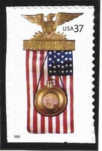 US #3777, Campaign Badge, M-NH*-