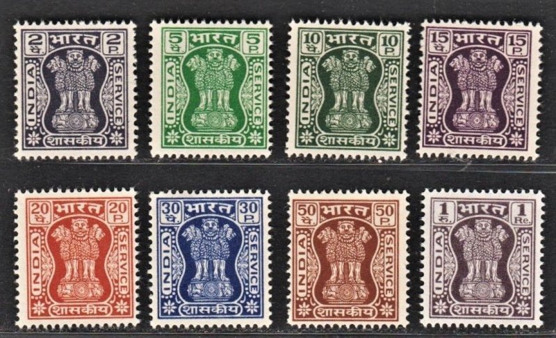 INDIA 1960s Capital of Asoka Pillar 阿育王彫柱 (8v, Can't find Wmk) MNG