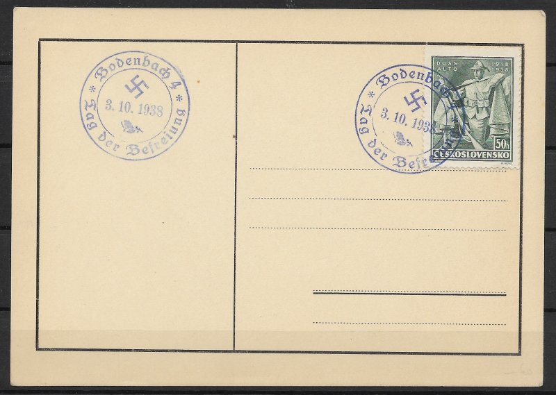 Sudetenland: Liberation Cancellation Bodenbach Czech Stamp