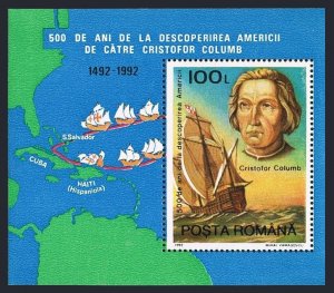 Romania 3770-3773,3774,MNH.Michel 4824-4828 Bl.277. Discovery of America-500.Map