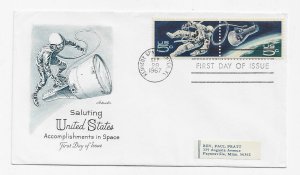 US 1331-1332 (Me-5) 5c Space Accomplishments pair FDC Artmaster Cachet ECV$11.50