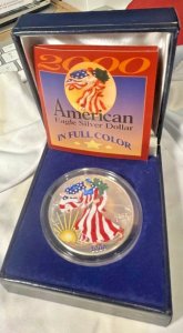 2000 Painted Walking Liberty Eagle One Dollar Coin 1 Oz Silver #205685781842