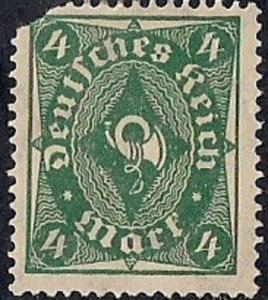 Germany #187  4M Post Horn, Dark Green, unused OG H F-VF