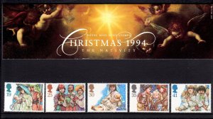 Great Britain 1994 Christmas Complete MNH Set in Presentation Pack SC 1581-1585