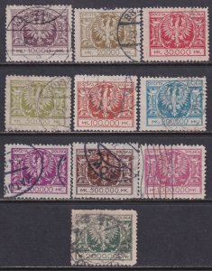 Poland 1924 Sc 205-14 Polish Arms Stamp Used